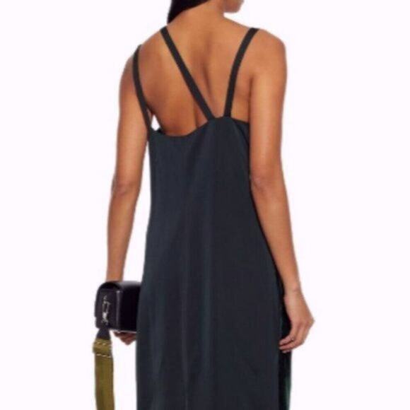 Helmut Lang Satin paneled velvet dress forest green size 4 - Picture 12 of 12